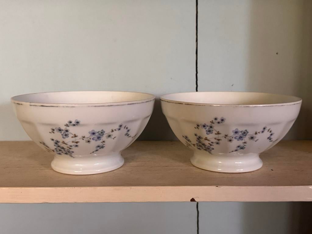 Set van 2 Limoges porseleinen spoelkommetjes met bloemetjes, Ophalen of Verzenden