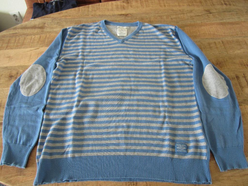 zomertrui Tom Tailor blauw met grijze strepen, Kleding | Heren, Truien en Vesten, Blauw, Maat 56/58 (XL), Tom Tailor, Ophalen of Verzenden