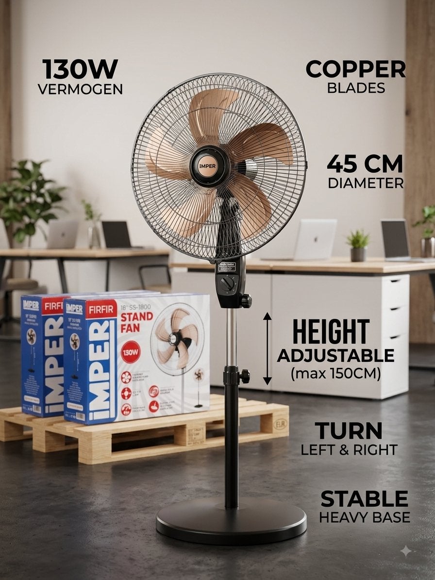 IMPER Firfir 130W Statiefventilator, Witgoed en Apparatuur, Ventilatoren, Ophalen, -, -, Nieuw