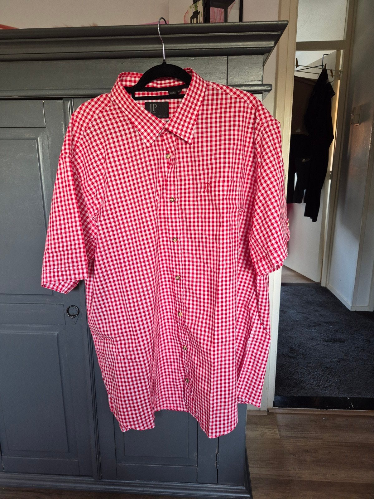 JP overhemd rood/wit geruit - XXxL, Meerkleurig, JP, Ophalen of Verzenden, Zo goed als nieuw