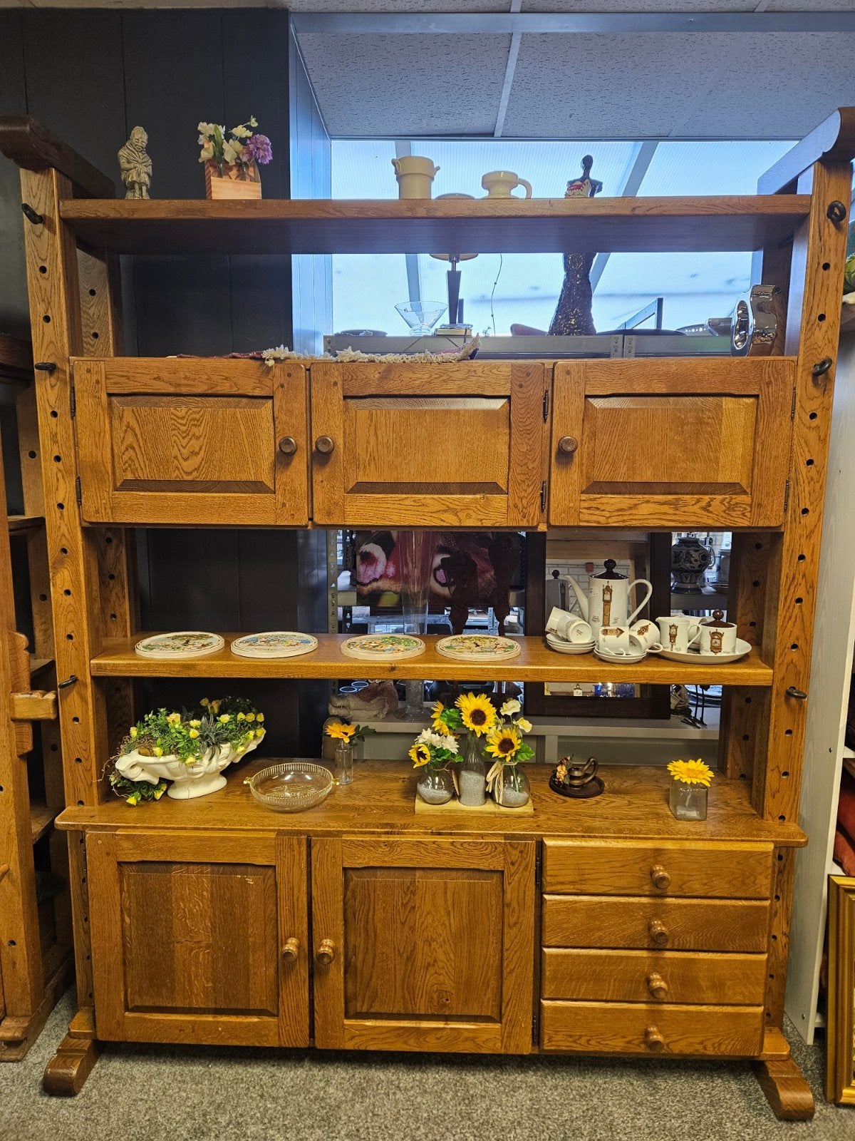 Antieke Eikenhouten Boekenkast/Dressoir met Lades, Antiek en Kunst, Ophalen