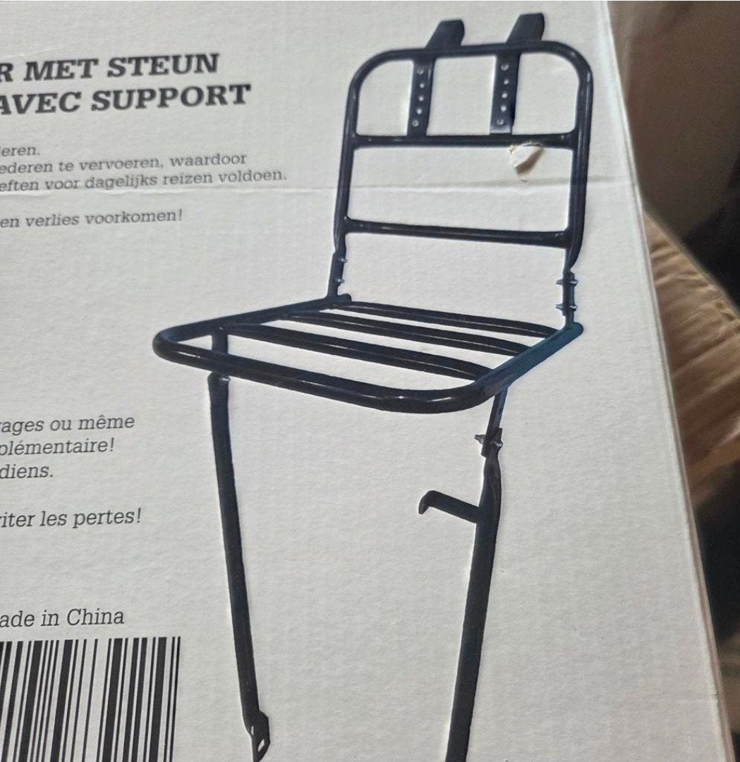 Fietsvoordrager met steun - Zwart, 20KG draagvermogen, Ophalen