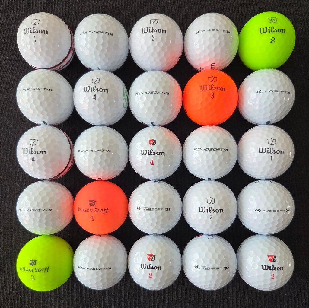 25 stuks PREMIUM Wilson DUO Soft golfballen, Ophalen of Verzenden, Zo goed als nieuw, Bal(len)