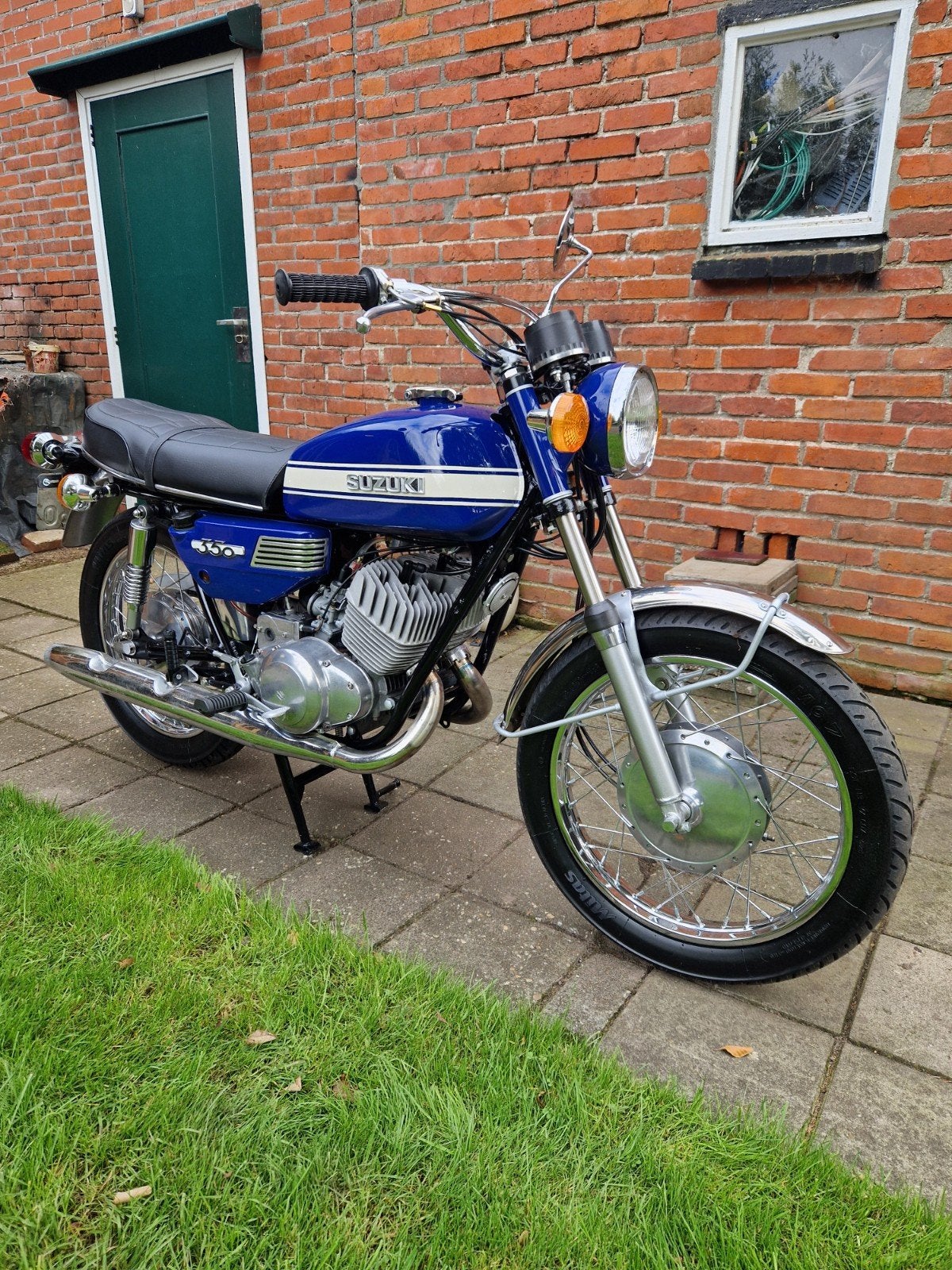 Suzuki T350 compleet met expansie uitlaten chroom, 2 cilinders, Nieuw, Handgeschakeld, 350 cc