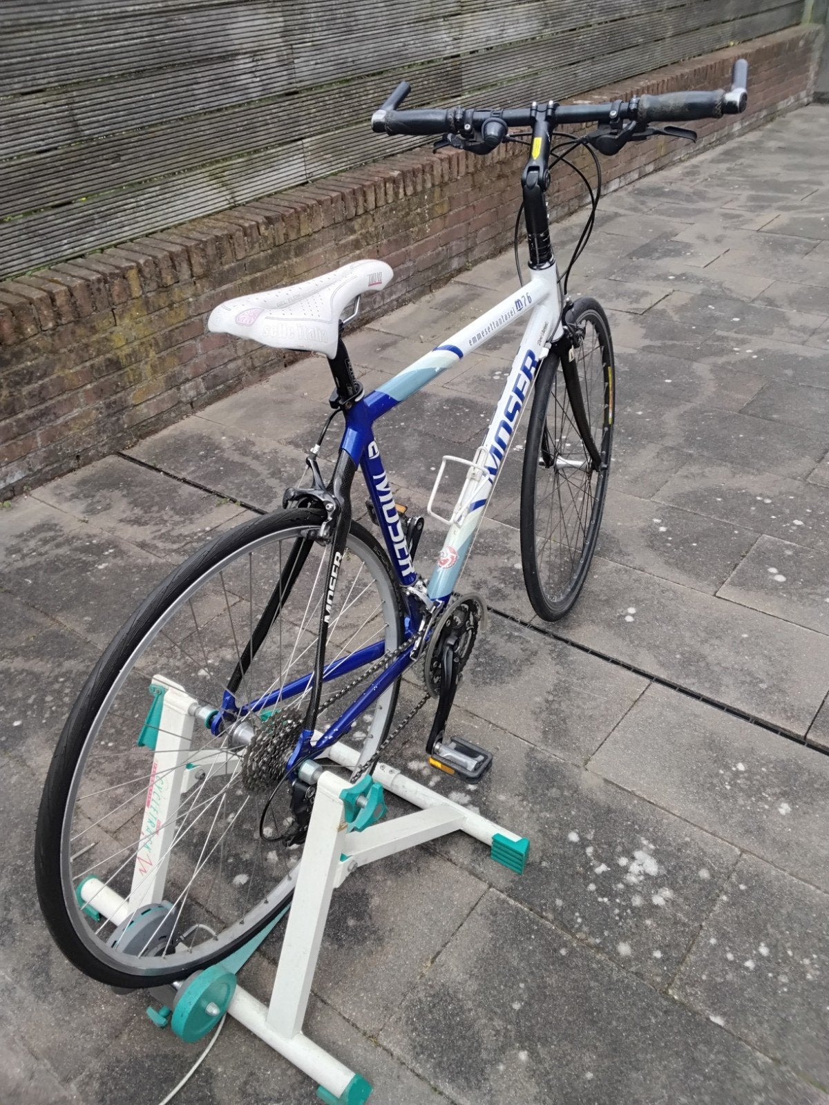 Moser hybride fiets, breed stuur; kleur blauw, 50 tot 53 cm, Ophalen, Meer dan 20 versnellingen, Overige merken