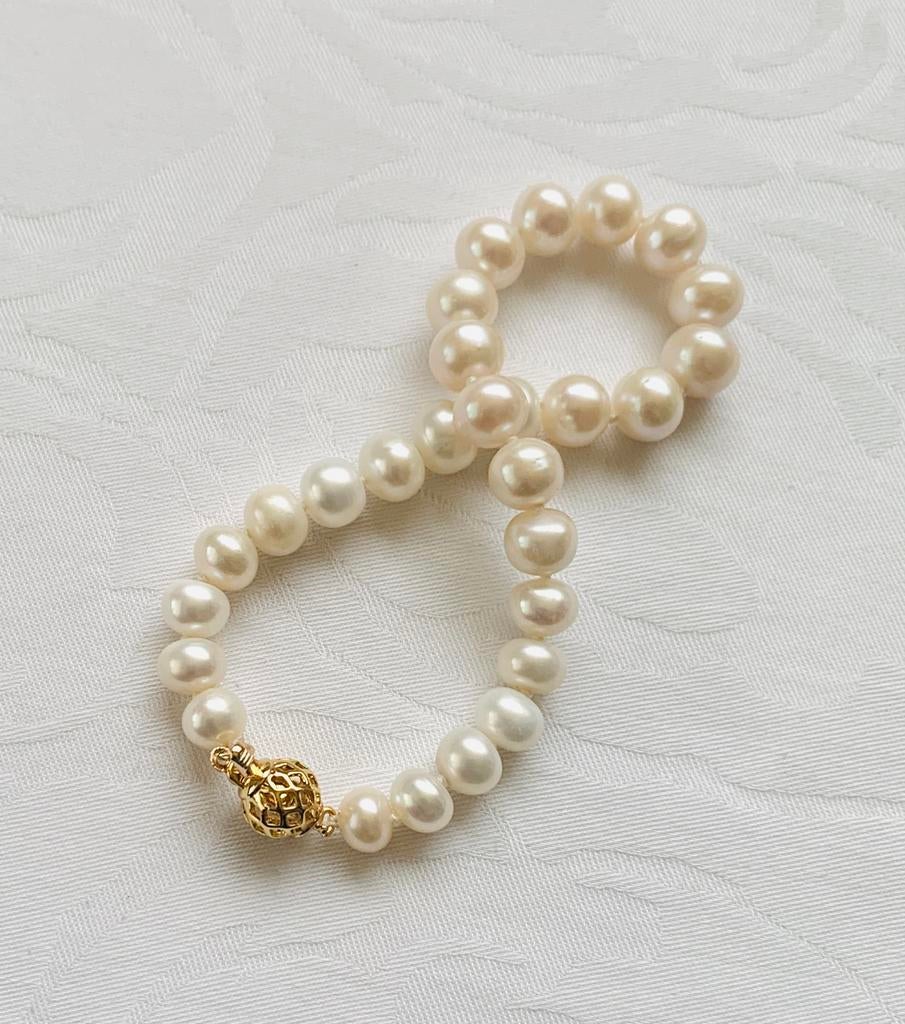 Parel armband Zuidzee parels met 14K filigrain slot, Sieraden, Tassen en Uiterlijk, Ophalen of Verzenden, Nieuw, Wit, Goud