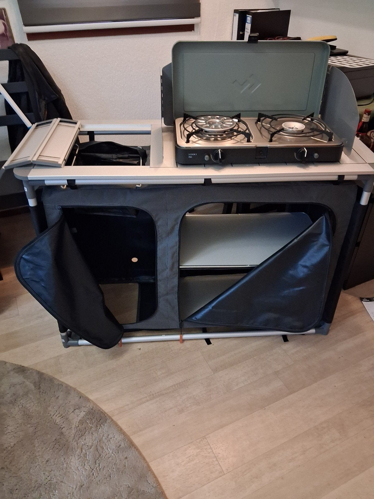 Campingkeuken met 2-pits gasfornuis en opbergruimte, Caravans en Kamperen, Ophalen of Verzenden, Nieuw