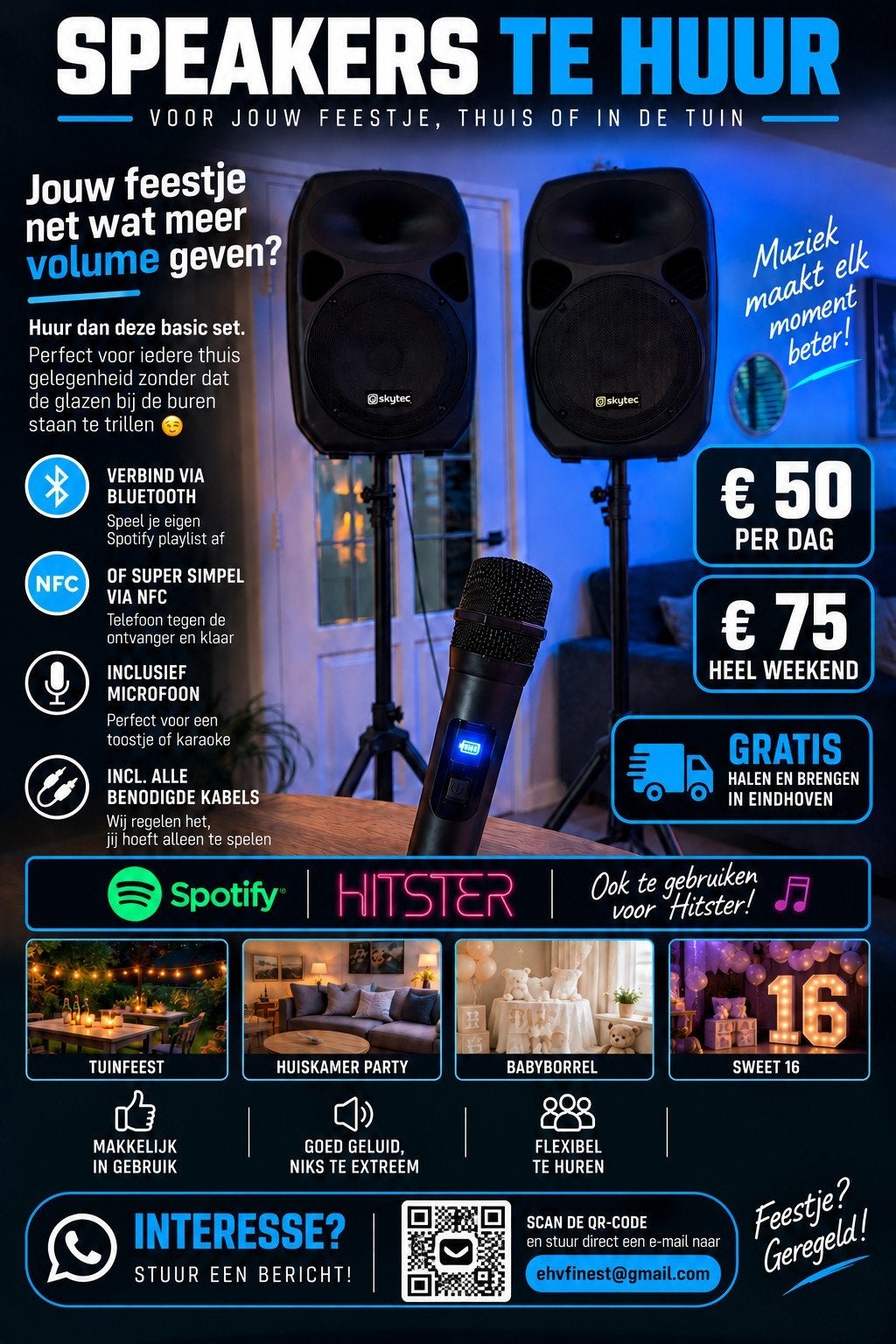 DJ set hitster muziekbox huren tuinfeest muziekinstallatie, Ophalen