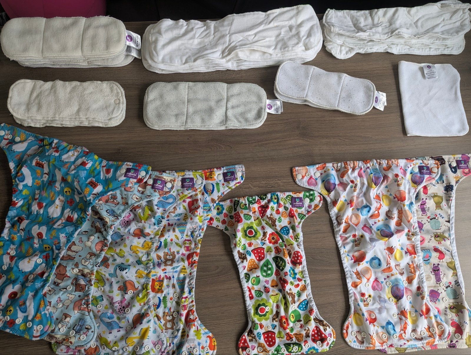 Complete groot pakket Milovia wasbare luiers (28-delige set), Ophalen of Verzenden, Zo goed als nieuw