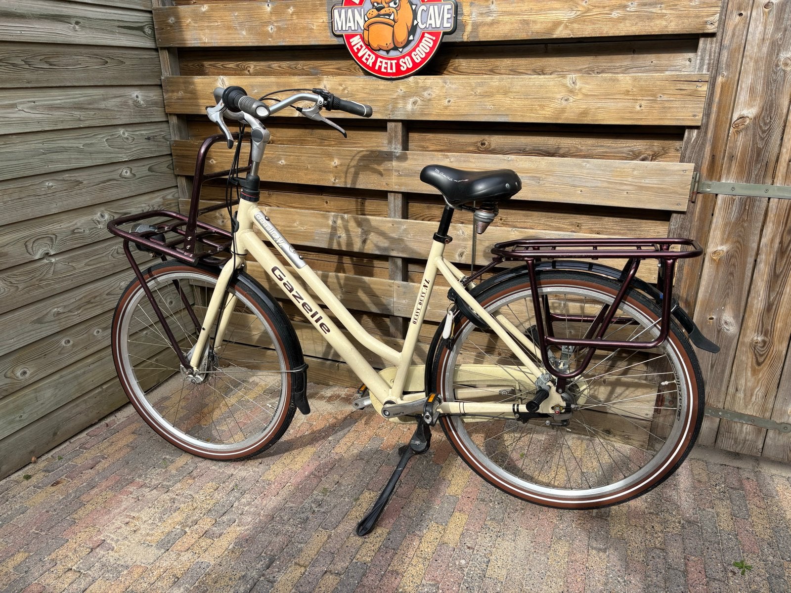 Gazelle Heavy Duty Damesfiets - Crème/Bordeauxrood, Ophalen, Versnellingen, Gazelle, 53 tot 56 cm