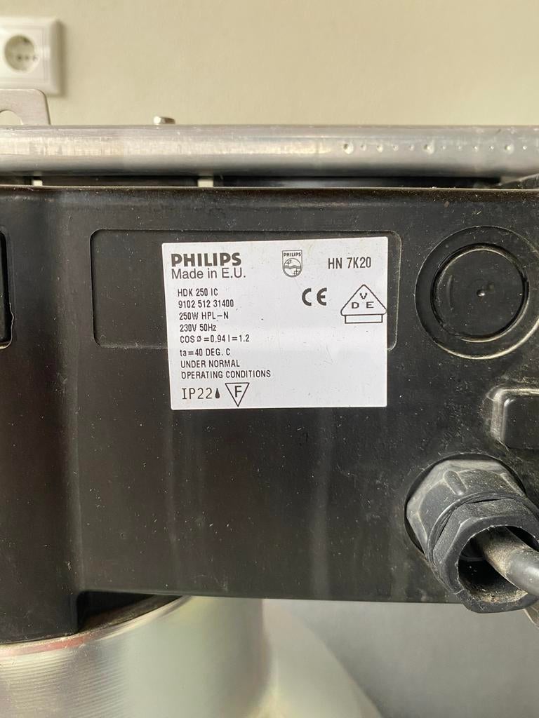 Set van 2 Philips Industriële Lampen - HDK 250 IC, Ophalen of Verzenden, Gebruikt