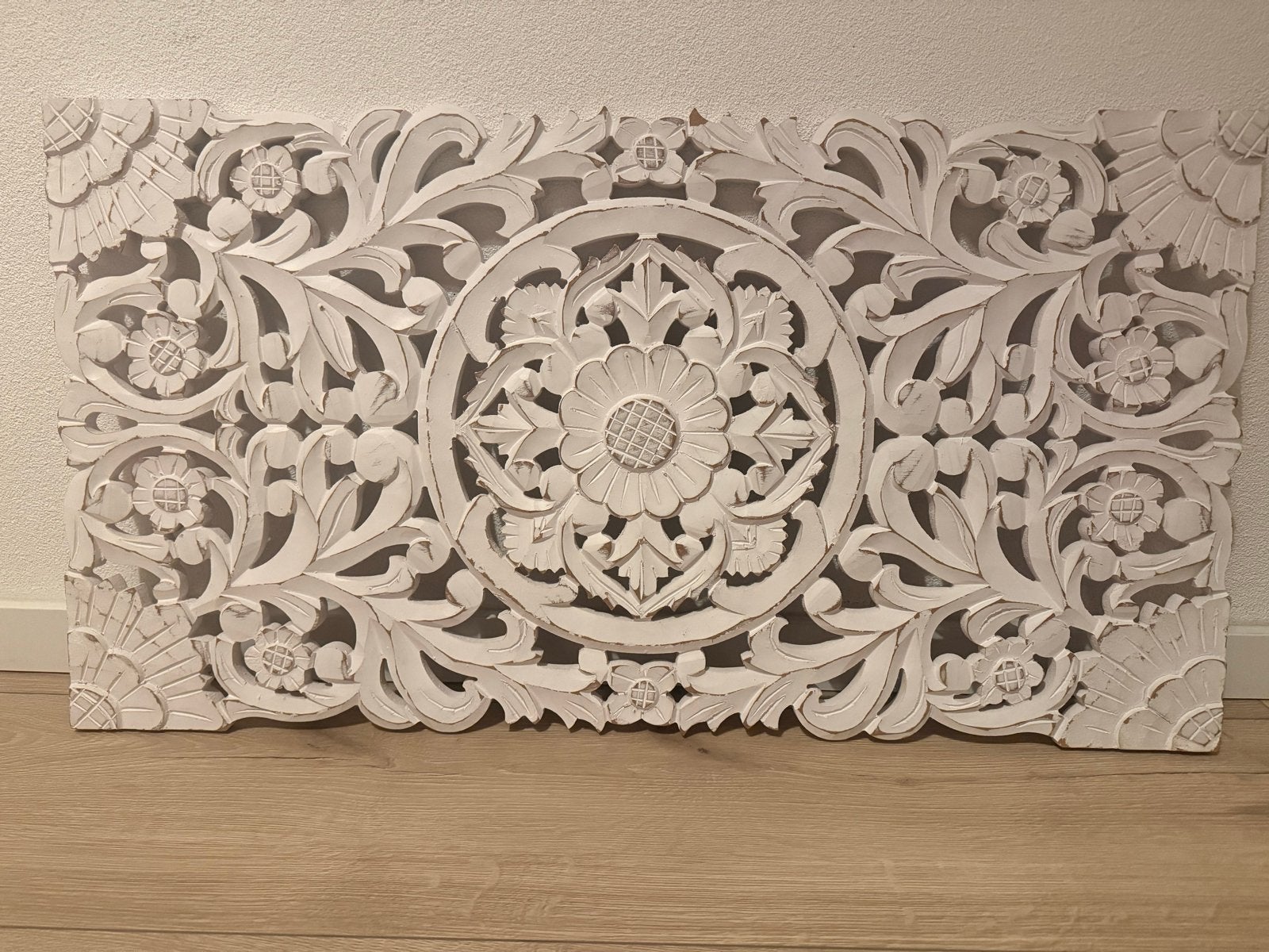 Maison du Monde Wanddecoratie Houtsnijwerk Wit, Verzenden, Boho, Hout, Zo goed als nieuw
