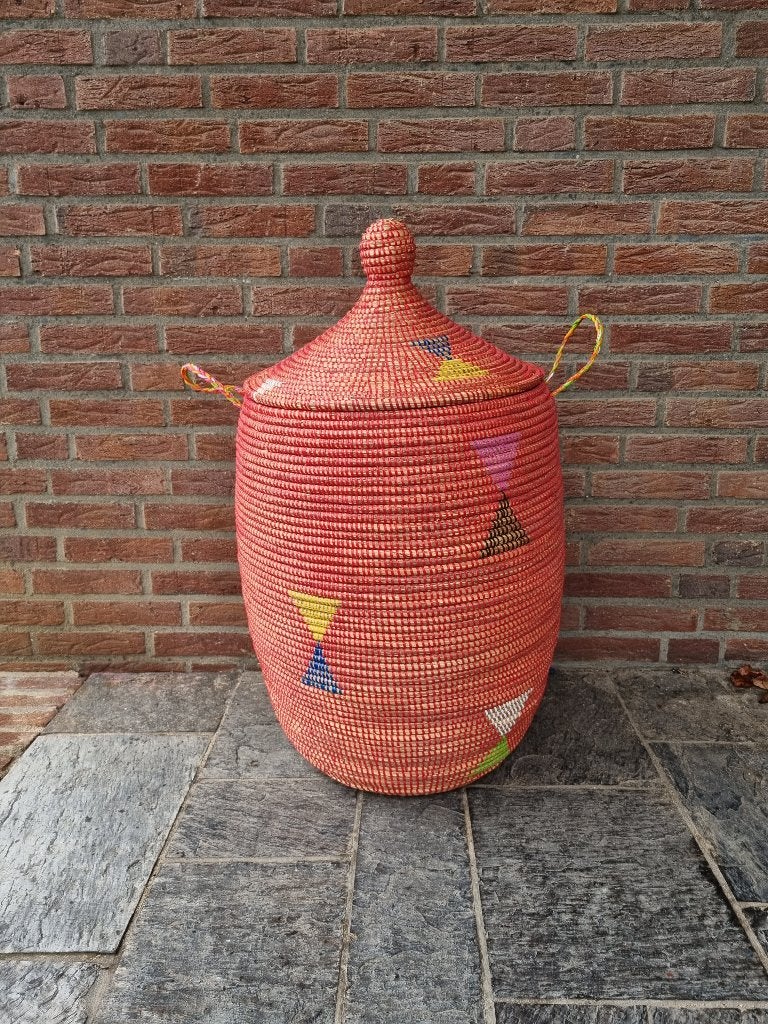 Grote afrikaanse zeegras wasmand mand handgemaakt in Senegal, Mand, Rond, Nieuw, Ophalen of Verzenden