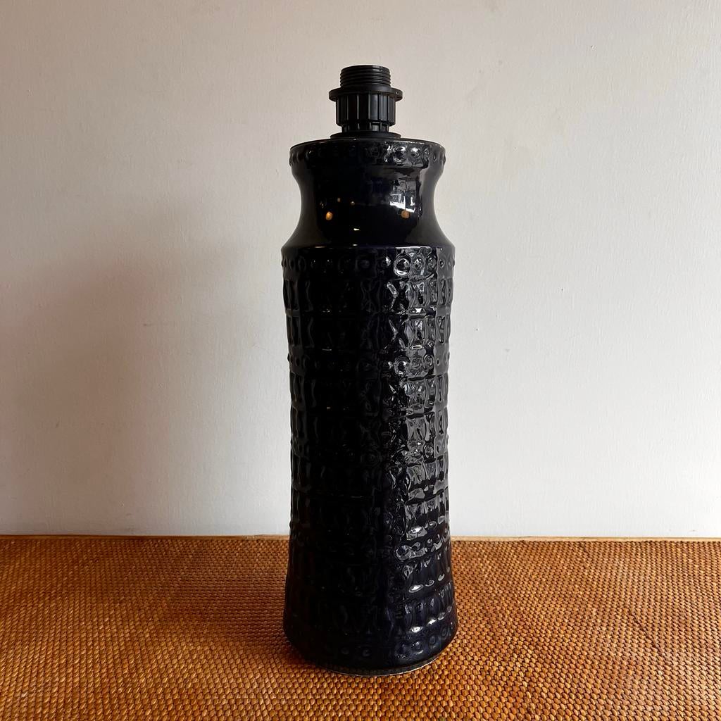Vintage Diep Blauwe Keramiek Lampvoet  Lamp West Germany, Ophalen of Verzenden