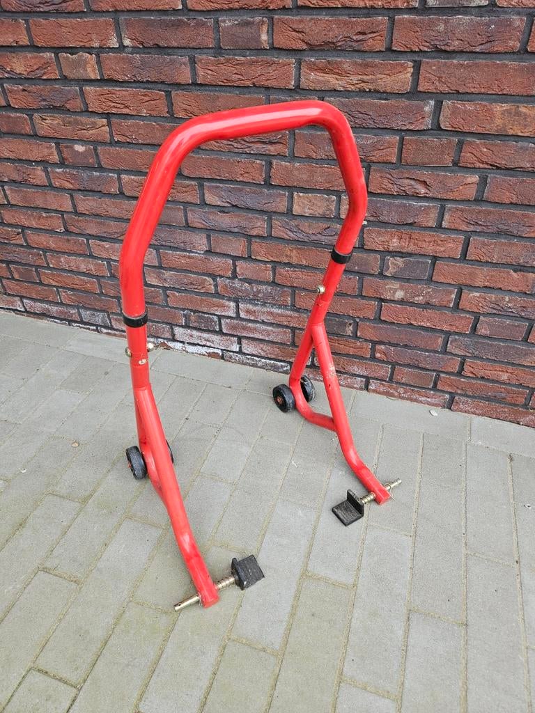 Rode motorfiets paddockstand / motorbok, Motoren, Ophalen, Gebruikt