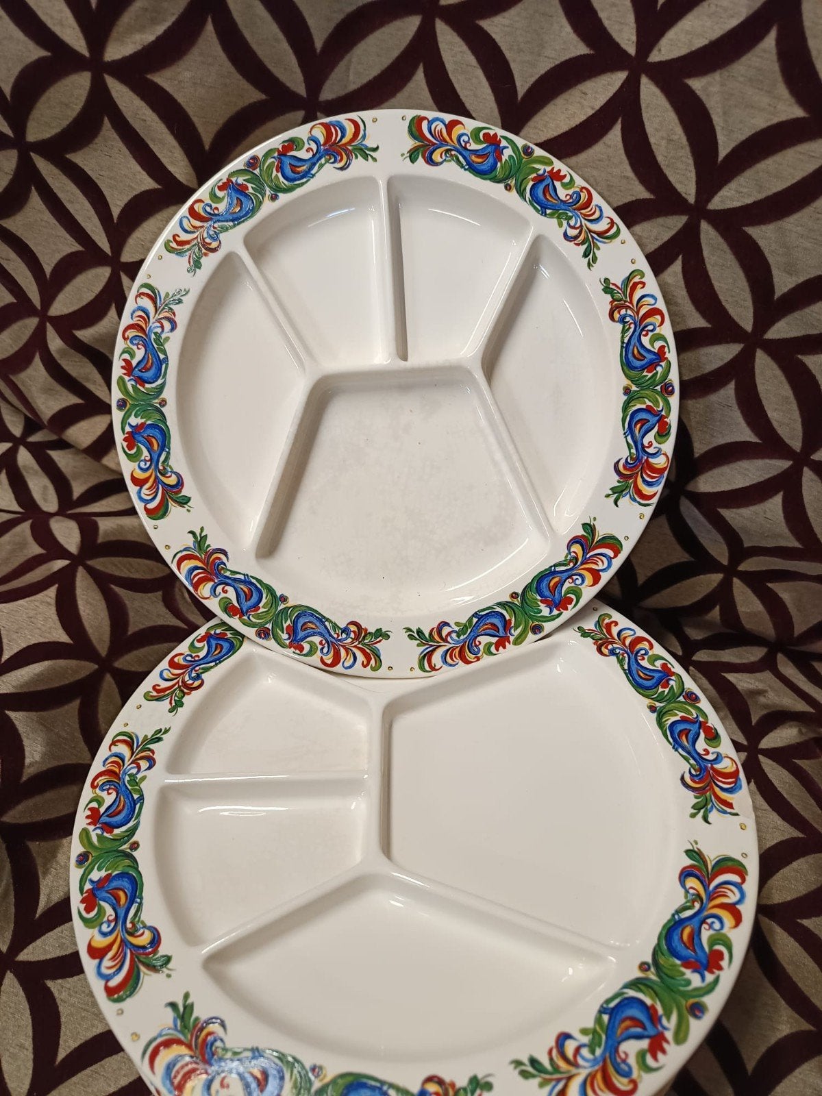 Set van 6 verdeelborden met kleurrijk decor, Onbekend@voorbeeld.com, Keramiek, Onbekend, Ophalen of Verzenden