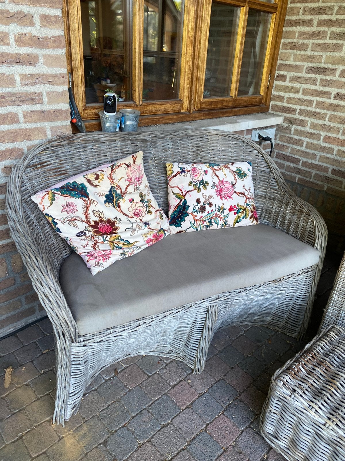 Rotan tuinbank, Tuin en Terras, Ophalen, Gebruikt, Rotan, 3 zitplaatsen