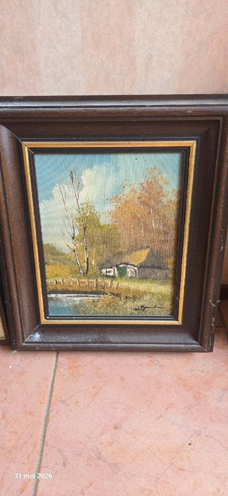 Oud Hollands Landschap Schilderij - Boerderij aan Water, Antiek en Kunst, Ophalen of Verzenden