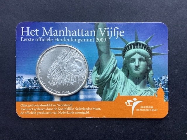 Coincard Het Manhattan Vijfje 2009, Postzegels en Munten, Ophalen of Verzenden, Koningin Beatrix, Euro's, Losse munt