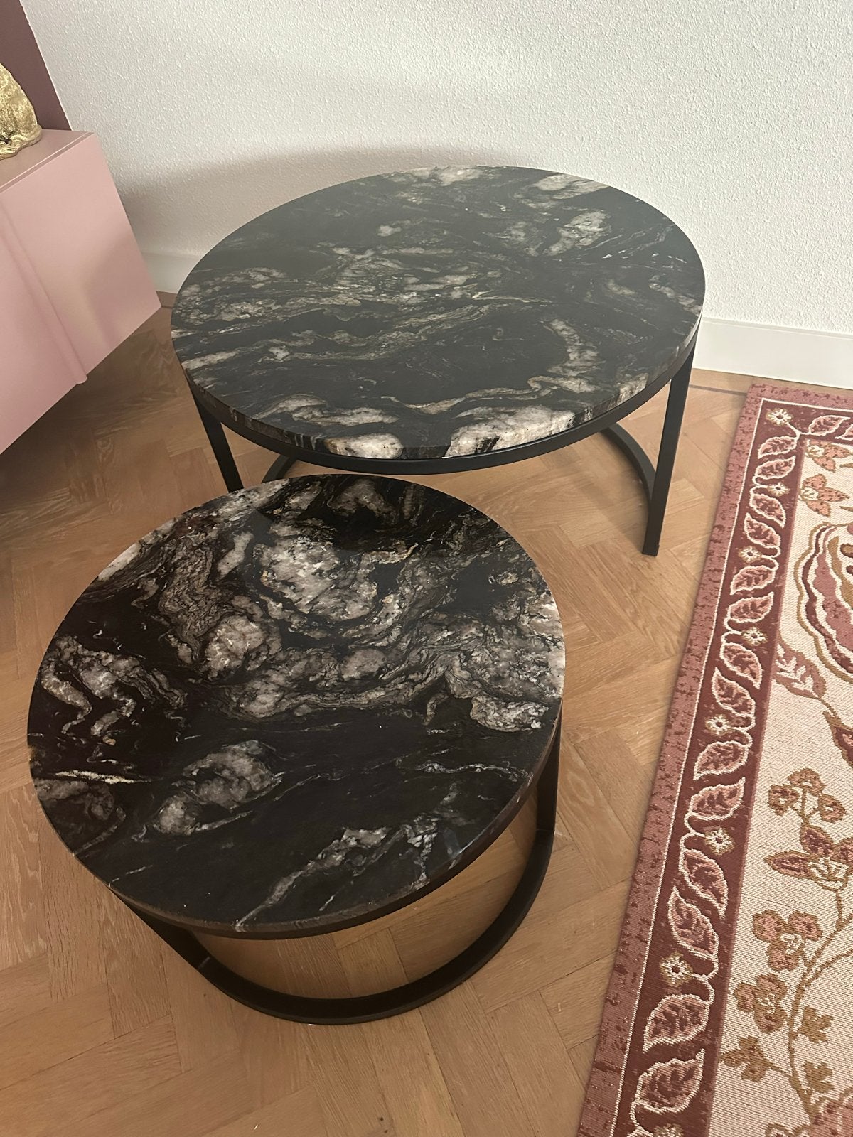 Marmeren salontafel 2x - Hotel Chique tafel, Ophalen, Overige materialen, Rond, Nieuw
