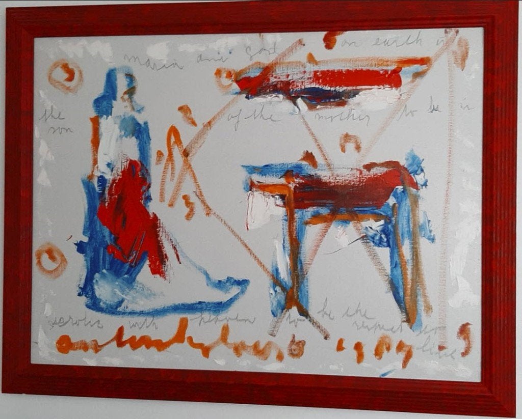 Wise man sitting down + tekst van A. Heijboer, Antiek en Kunst, Ophalen