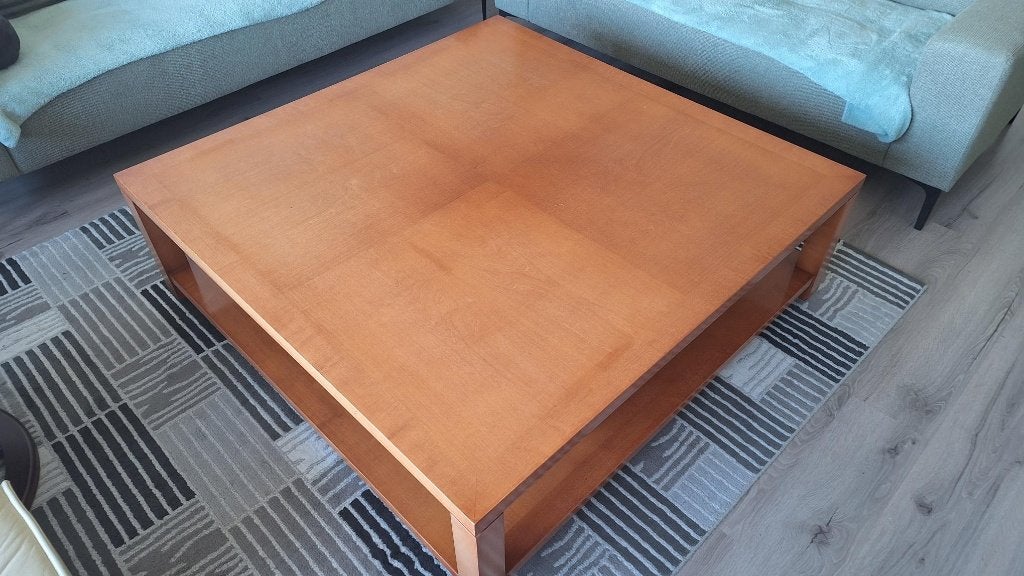 Salontafel 130x130 op wieltjes, Huis en Inrichting, Tafels | Salontafels, Ophalen, Gebruikt, Vierkant, Overige houtsoorten