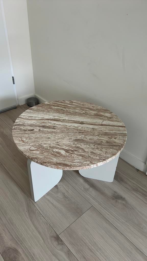 Bijzettafel brez kwantum marmer, Huis en Inrichting, Minder dan 55 cm, Gebruikt, Rond, Ophalen