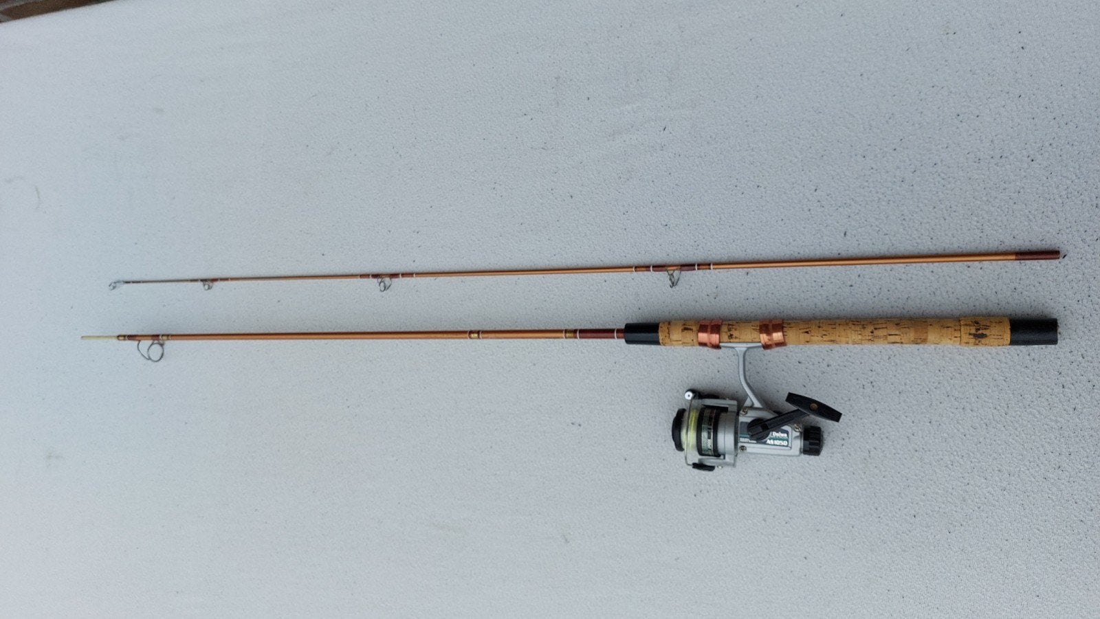 diawa hengel 3-7 gr met molen SA1050 eind jaren 70, Ophalen of Verzenden, Zo goed als nieuw, Complete hengel