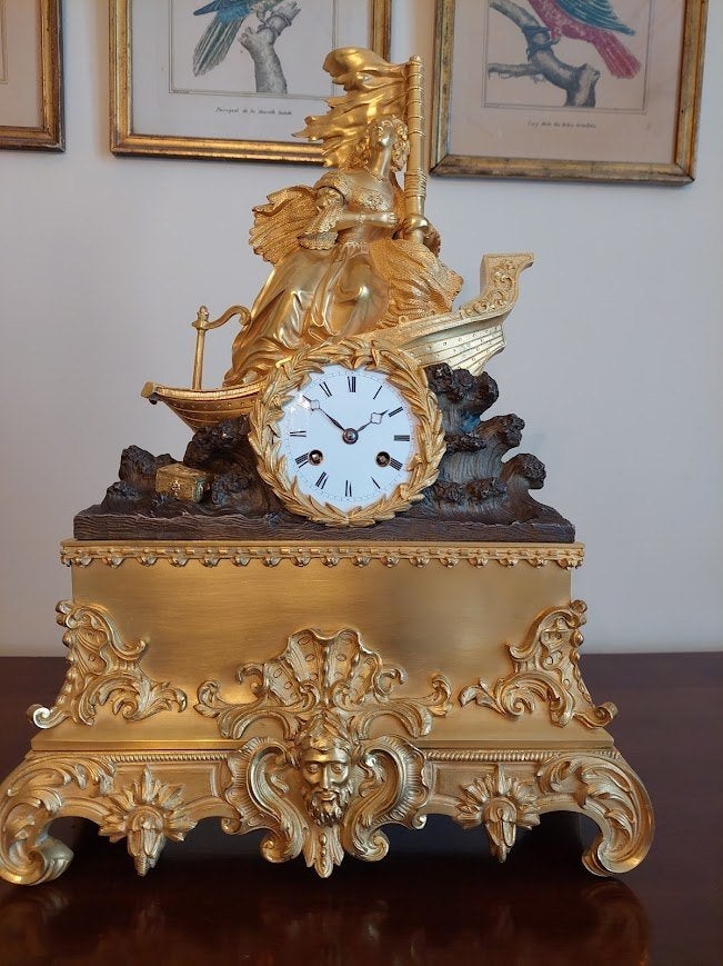 Grote(re) Franse verguld bronzen pendule, Antiek en Kunst, Ophalen of Verzenden