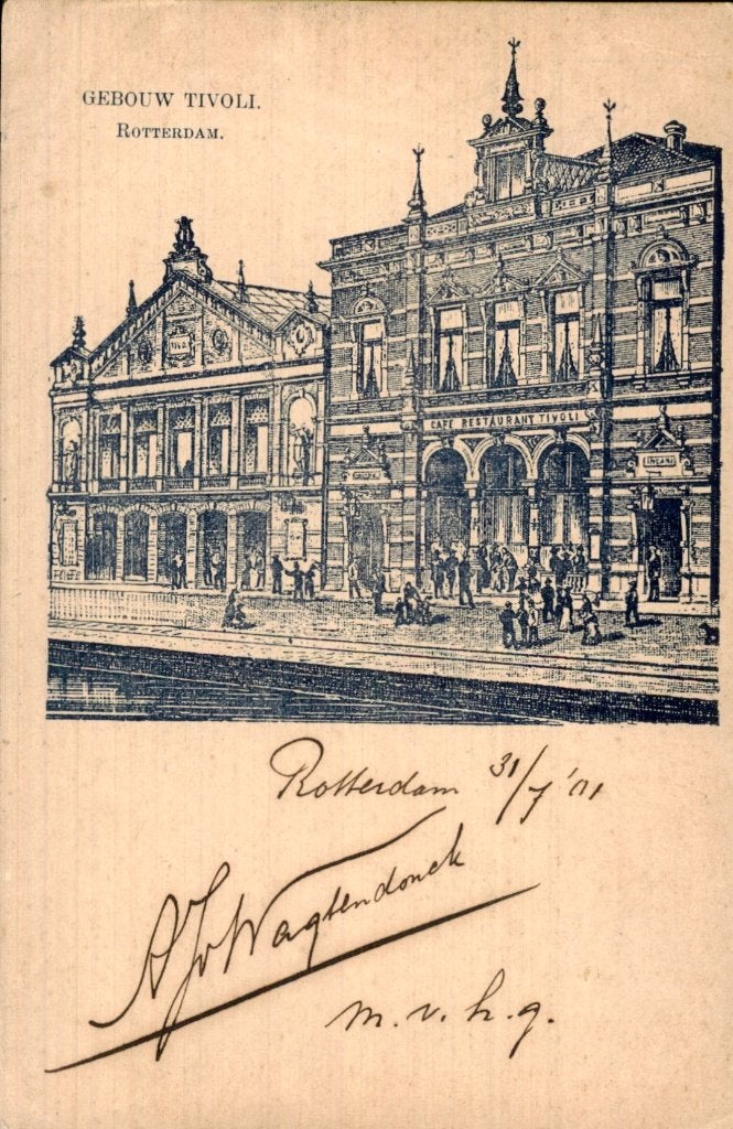 Rotterdam - Gebouw Tivoli - Café Restaurant, Ophalen of Verzenden, Voor 1920, Gelopen, Zuid-Holland