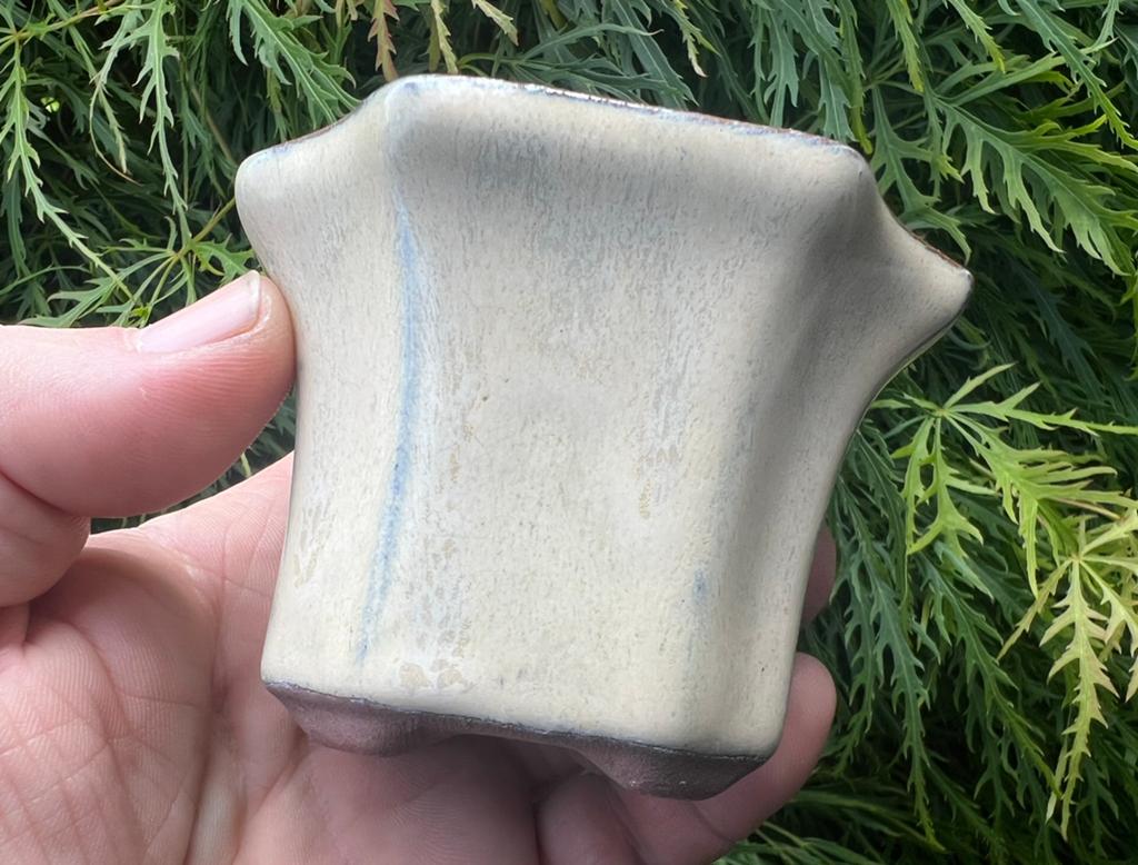 Bonsai pot crème geglazuurd aardewerk 8,4x8,3x6,3, Vierkant, Ophalen of Verzenden, Zo goed als nieuw, Aardewerk