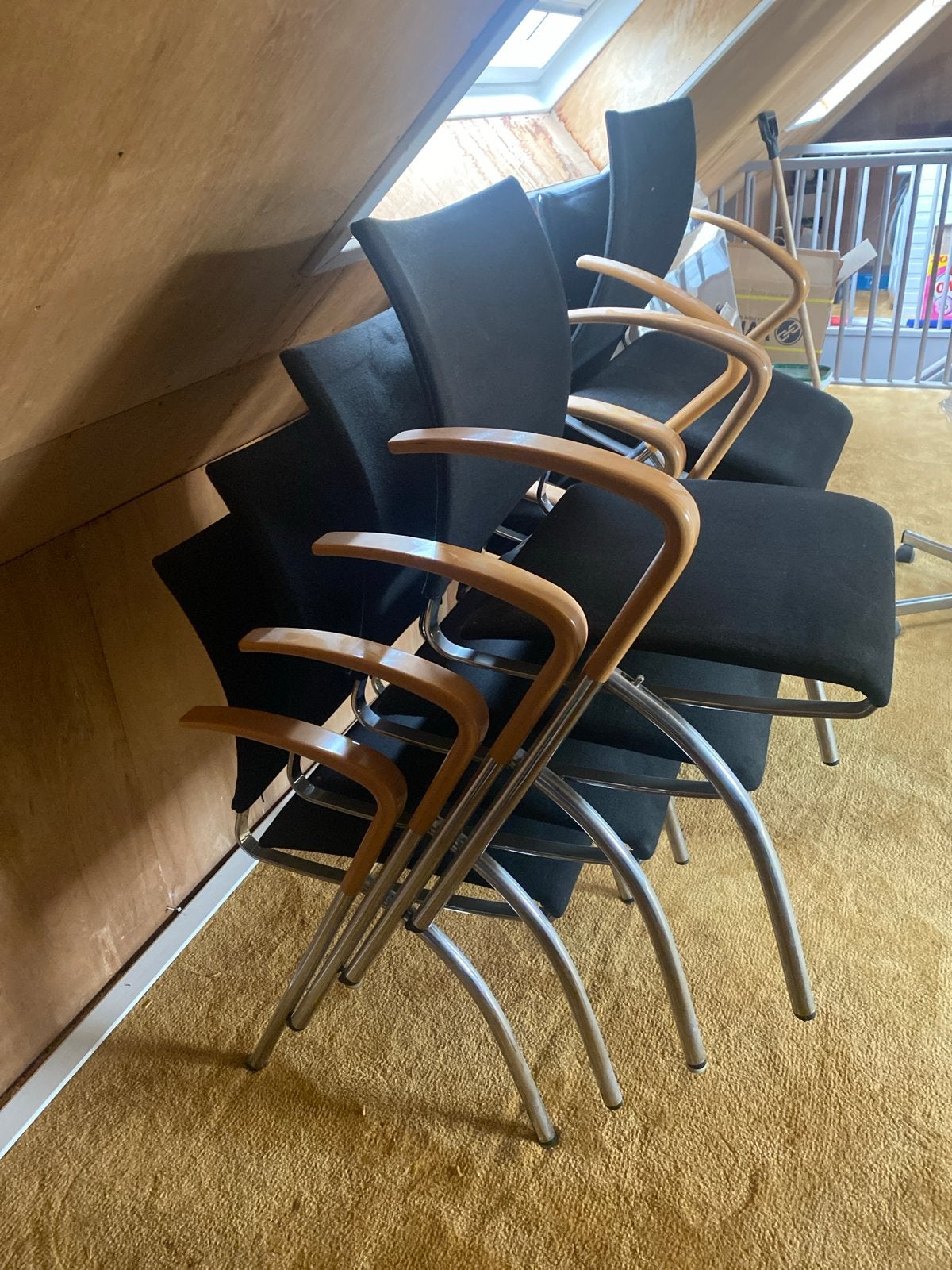12 stapelbare stoelen, Ophalen, Gebruikt, Zwart, Vijf, Zes of meer stoelen
