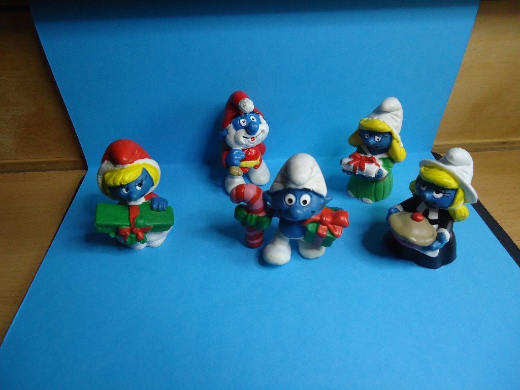 smurf smurfen set kerst smurfen, Ophalen of Verzenden, Zo goed als nieuw, Verschillende Smurfen, Poppetje, Figuurtje of Knuffel