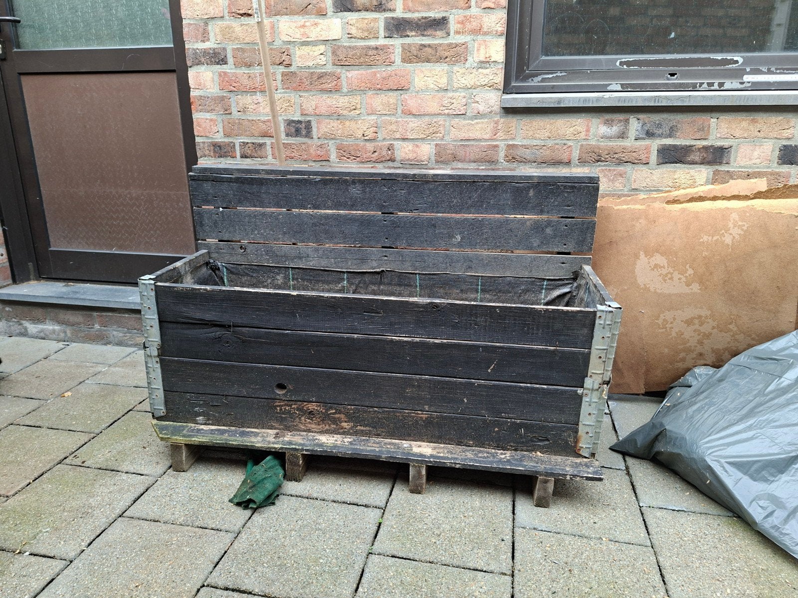 zware zelfgemaakte bloembak, Ophalen, Gebruikt, Hout