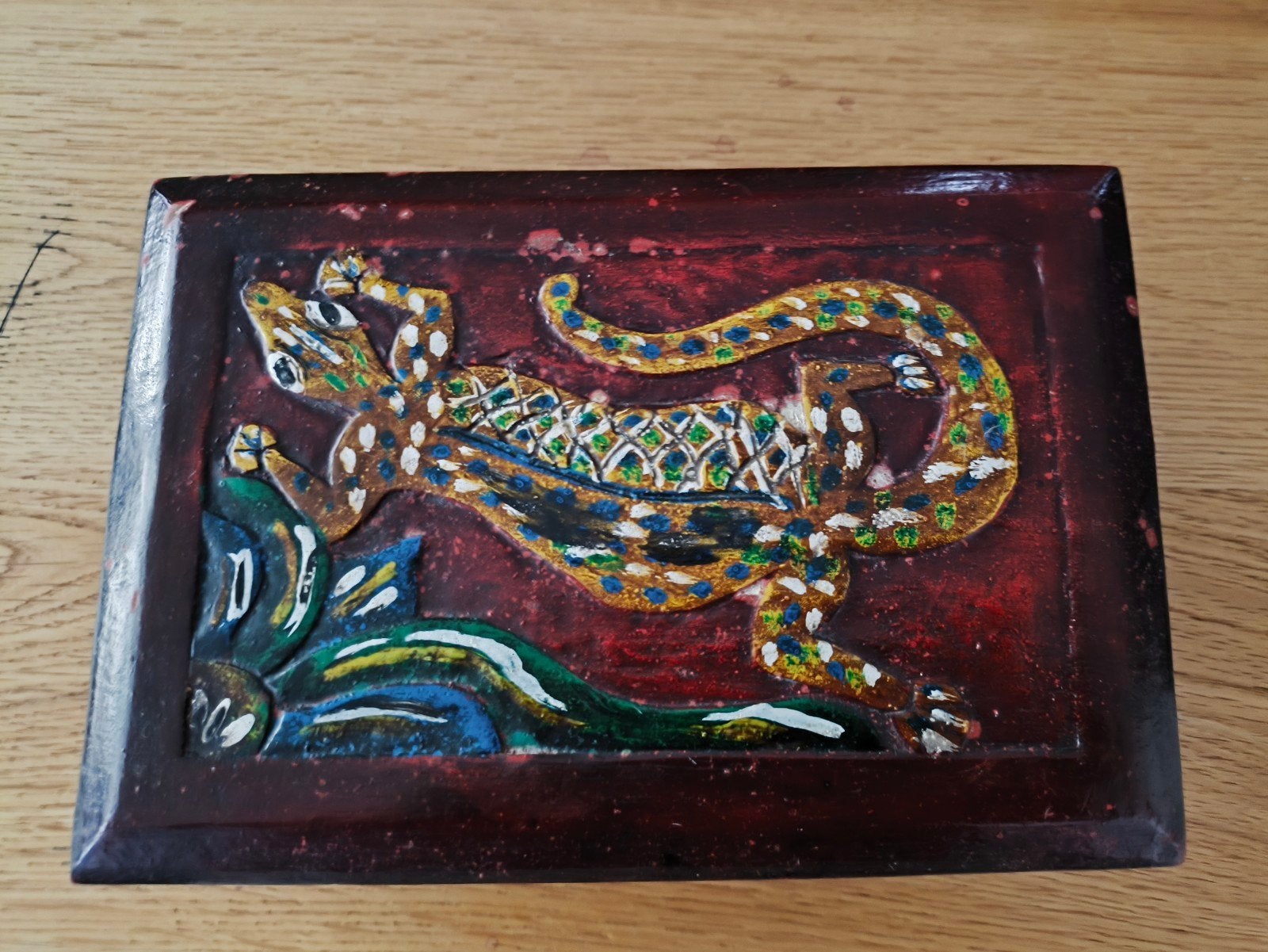 vintage handgeschilderd houten kistje, Antiek en Kunst, Ophalen of Verzenden