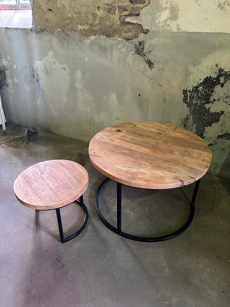 Mango houten tafeltjes bijzettafeltje, Ophalen, Gebruikt, 50 tot 100 cm, Minder dan 50 cm