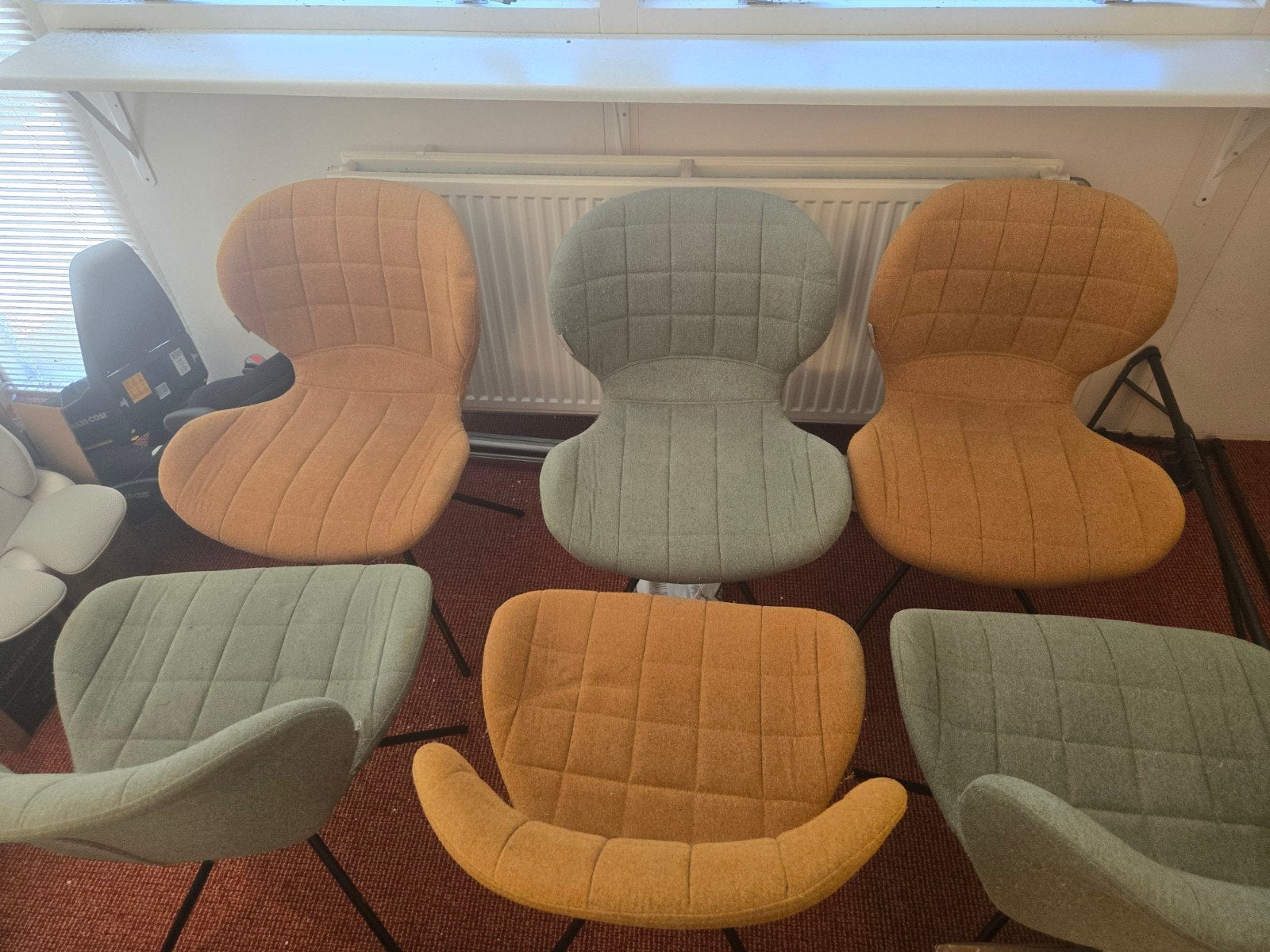 Set van 6 Zuiver stoelen - Mosterdgeel en groen, Huis en Inrichting, Stoelen, Ophalen, Gebruikt, Overige kleuren, Stof