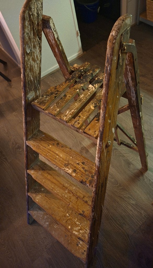 Stoere vintage houten schilderstrap – Boho & Brocante, Ophalen