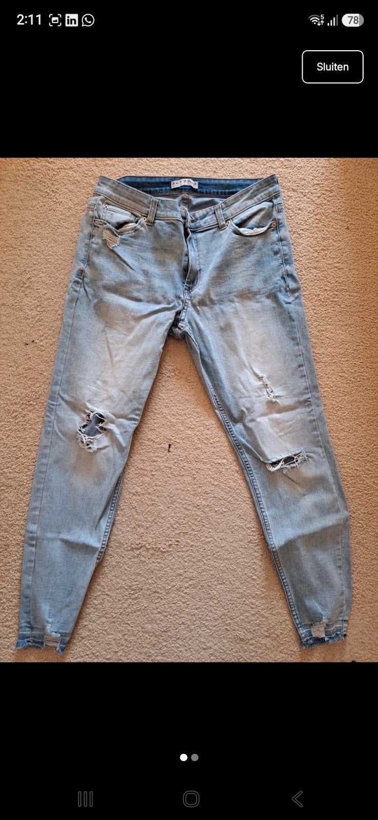 Spijkerbroek met gaten x New Yorker, Blauw, New Yorker, Ophalen of Verzenden, W33 - W36 (confectie 42/44)