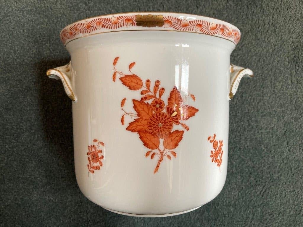 WD-023 HEREND porselein bloempot, oranje handgeschilderd, Ophalen of Verzenden