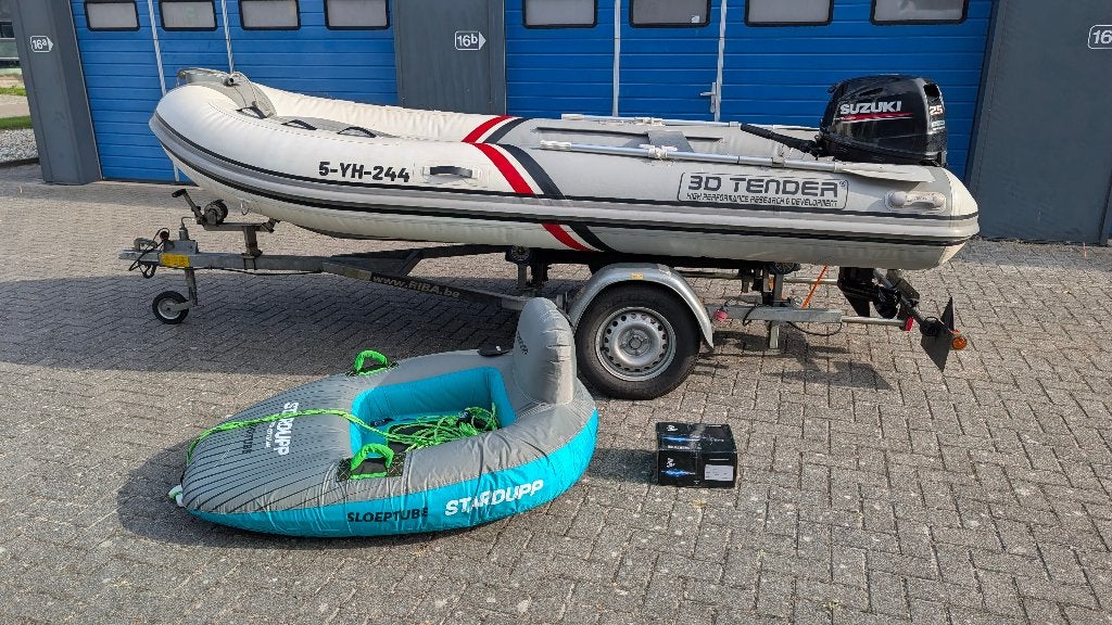 3D Tender RIB 390 - Suzuki 25pk - tot 55 km/u - Boottrailer, Overige merken, Aluminium, Peddels, 4 m