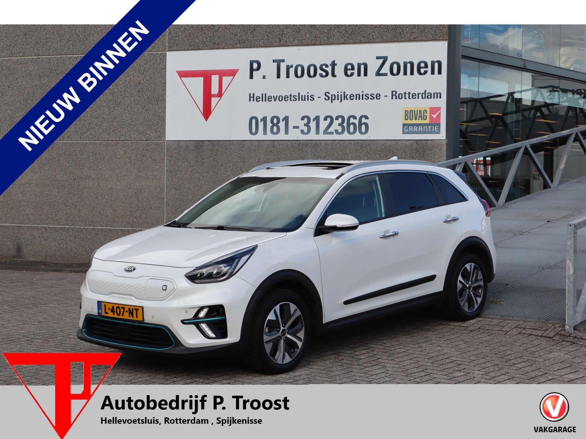 Kia e-Niro DynamicPlusLine 64 kWh Nederlandse auto/Panoramad, Gebruikt, Zwart, 1712 kg, Leder en Stof