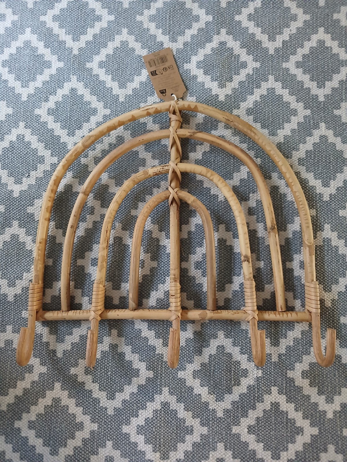Bamboe kapstok regenboog 5 haken 40x38 cm, Nieuw, Ophalen of Verzenden, Minder dan 100 cm, Kinderkapstok