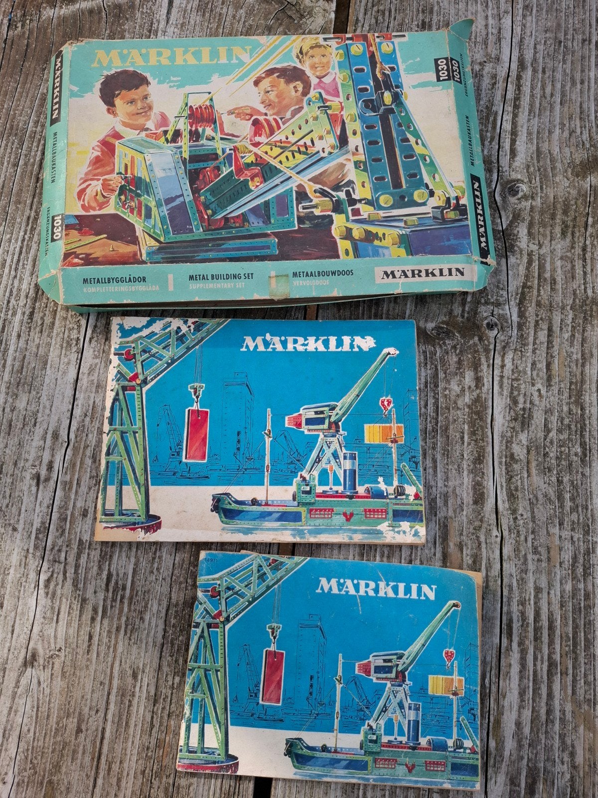 Vintage Märklin metaal bouwdoos incl. 2 instructie boekjes, Antiek en Kunst, Ophalen of Verzenden