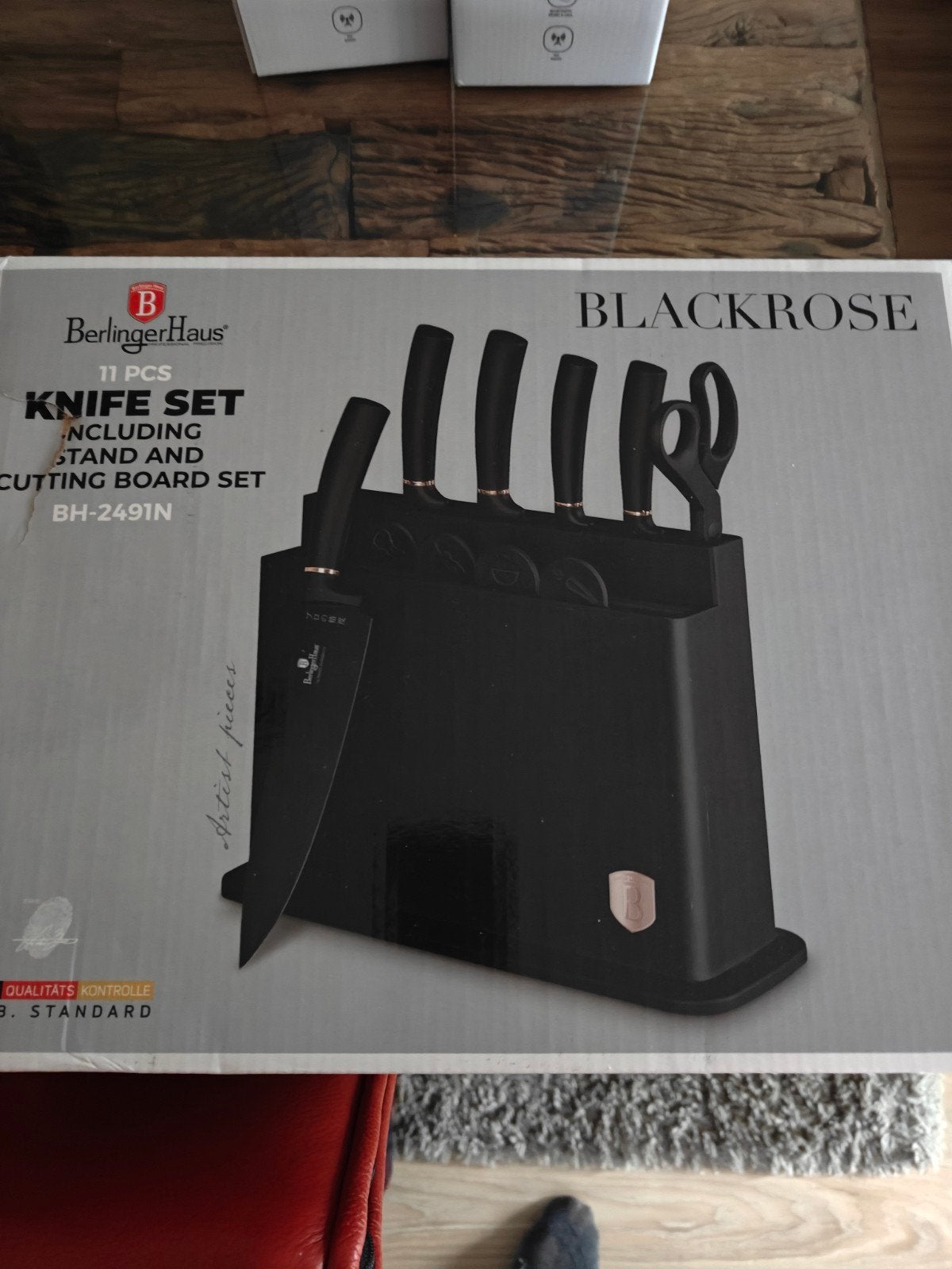 Berlinger Haus Blackrose 11-delige Messenset met Blok, Ophalen, Overige typen, Nieuw, Zwart