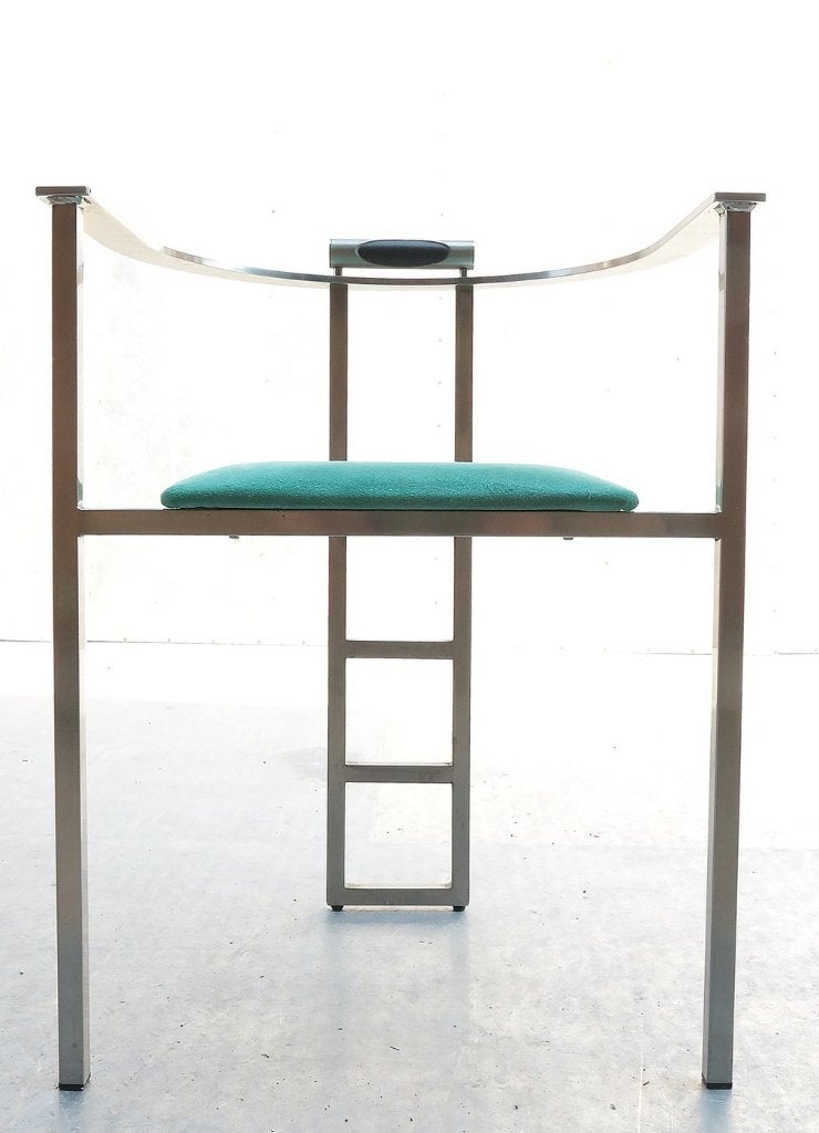 Memphis Stijl Belgo Chrom Stoelen Chroomstaal Groen, Ophalen, Gebruikt, Twee, Overige kleuren