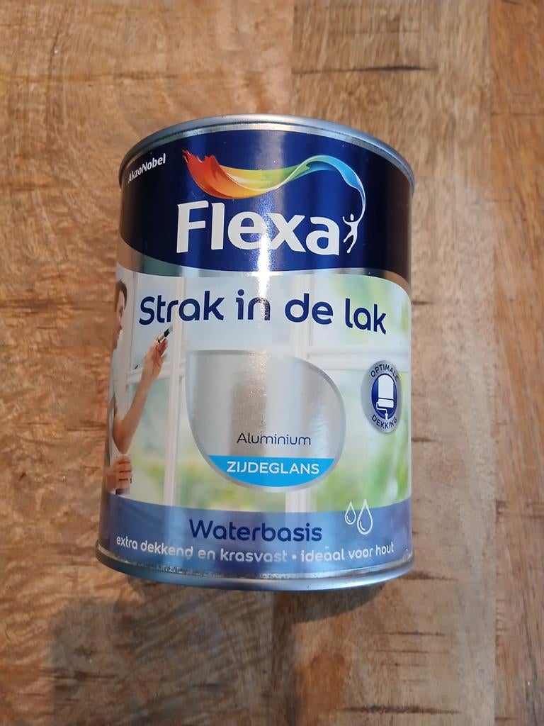 Flexa Strak in de Lak Aluminium Zijdeglans Waterbasis 1L, Ophalen of Verzenden, Nieuw