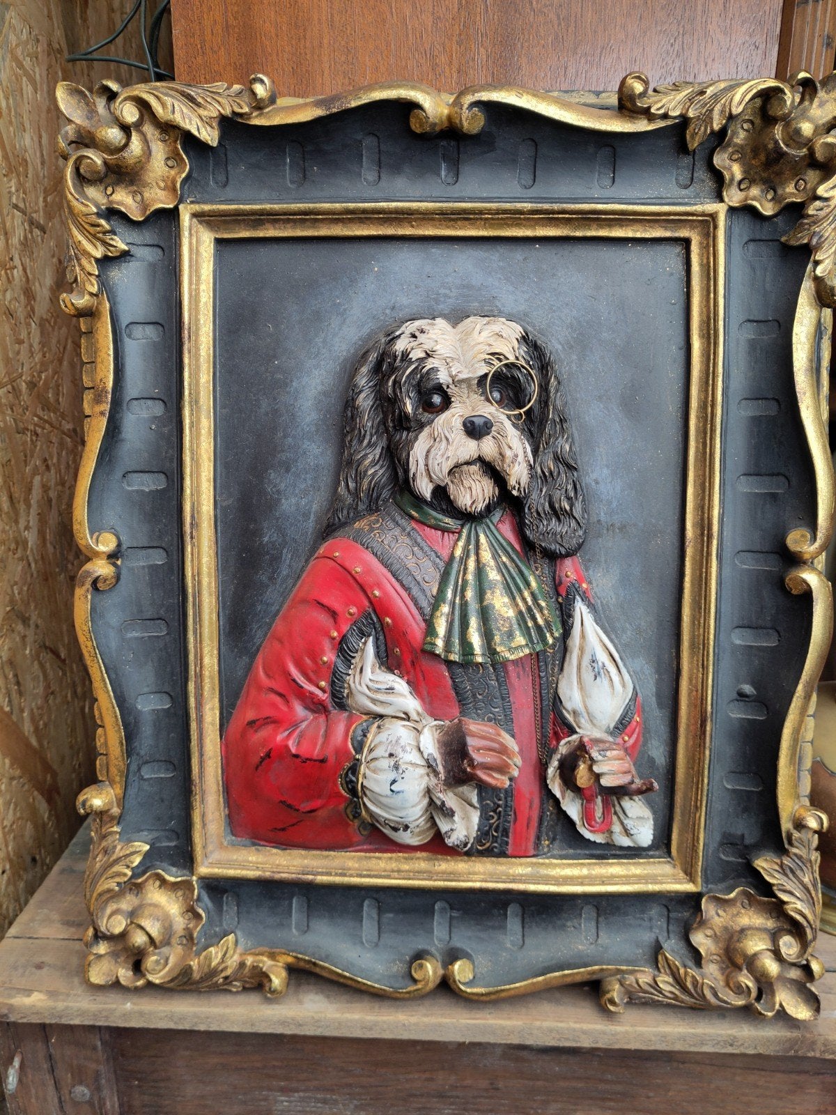 Grappige 3D Decoratie: Hond met Monocle - Zwaar Materiaal, Ophalen, Gebruikt, Meerkleurig, Overige materialen