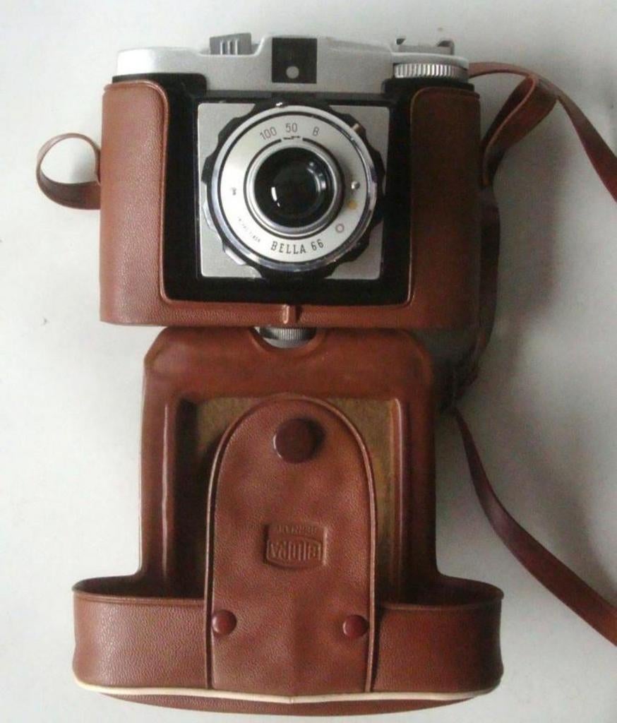 Vintage Bilora Bella 66 camera + originele lederen tas, Audio, Tv en Foto, Fotocamera's Analoog, Ophalen of Verzenden, Compact