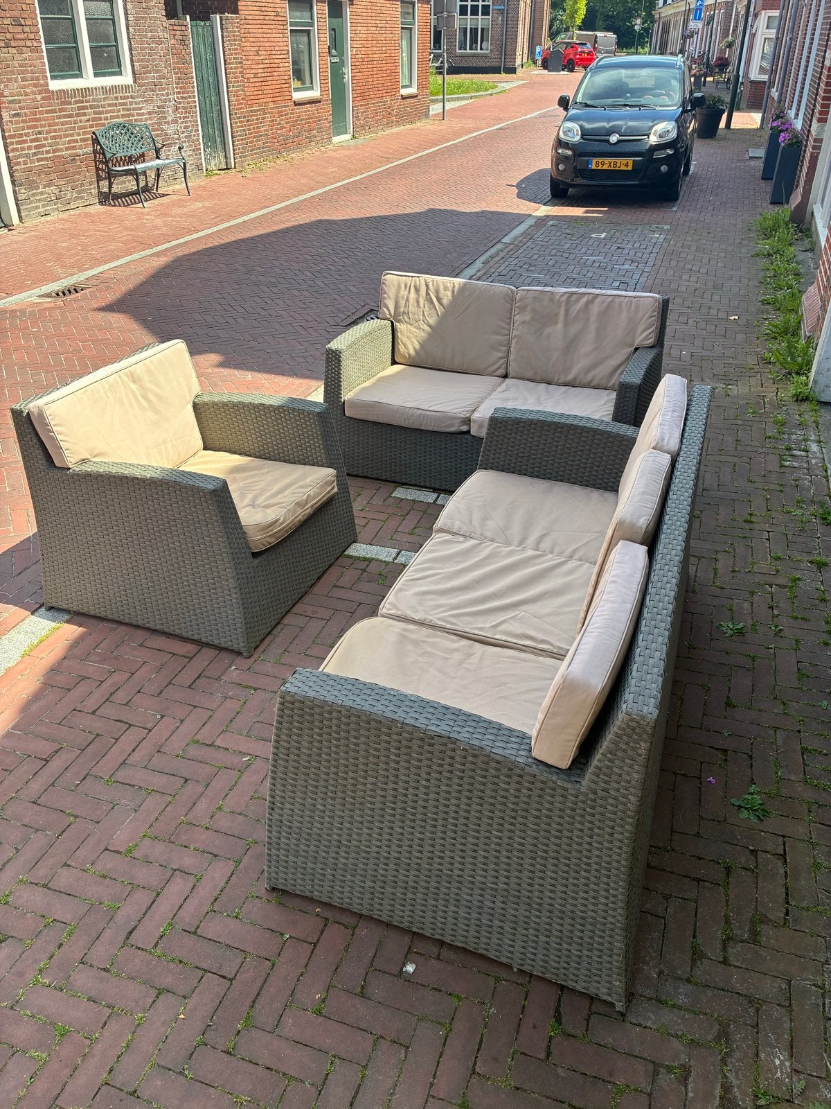 Montego Tuinset - Wicker loungeset met kussens, Ophalen, 5 zitplaatsen, Gebruikt, Loungeset